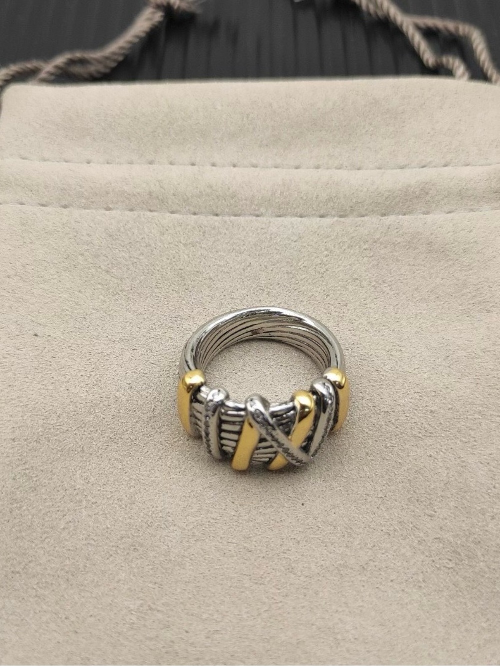 David yurman Two-Tone Silver and Gold Wrapped Wire Women's Ring size 7